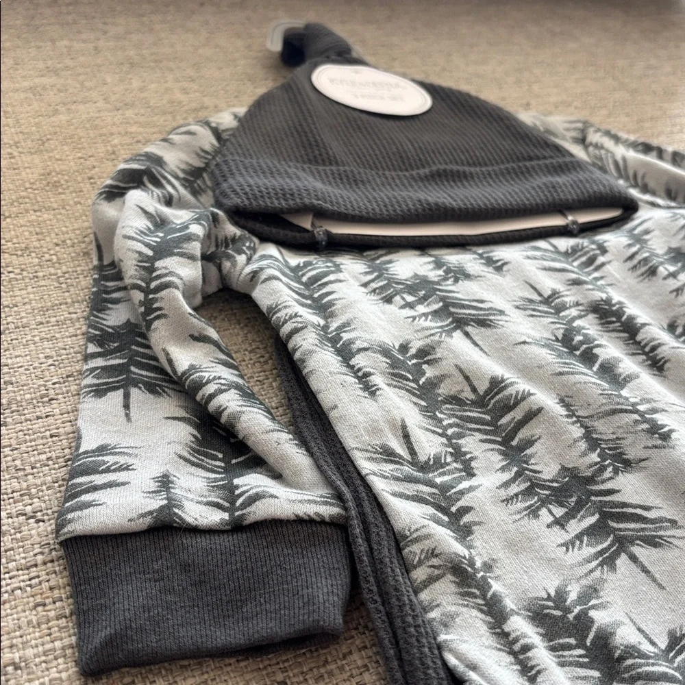 Kyle & Deena Cutie Pie Baby 2tone grey thermal texture cotton blend 3 piece set